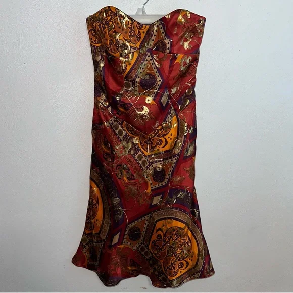 Y2K Nicole Miller Collection Silk Blend Strapless Dress - Picture 9 of 11